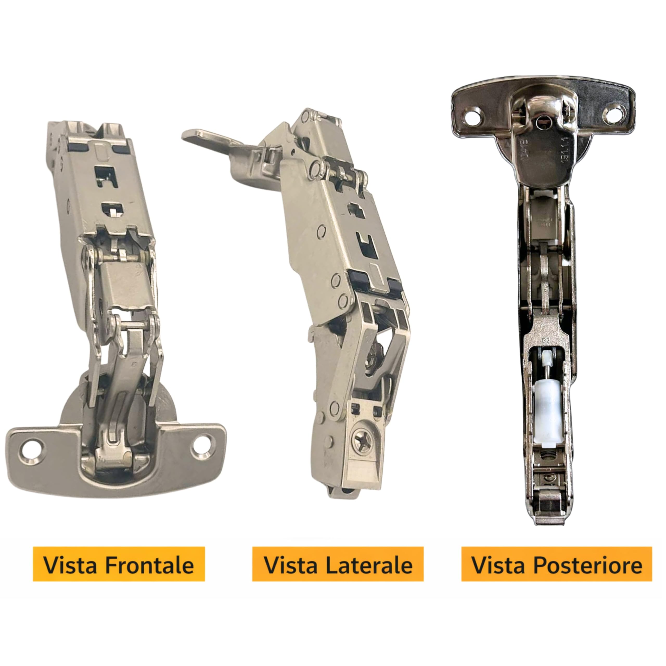 Scharnier 165° gedämpft für Schranktüren, kompatibel mit Hettich-Basis – verzinkter Stahl, Soft Close, ideal für Küchen und Möbel zu Hause (2 Stück)