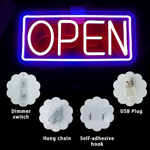 Miniatura 3 de Letrero de neón abierto con luz LED, interruptor alimentado por USB, para tienda, bar, club, tienda, restaurante, cafetería, decoración de pared,
