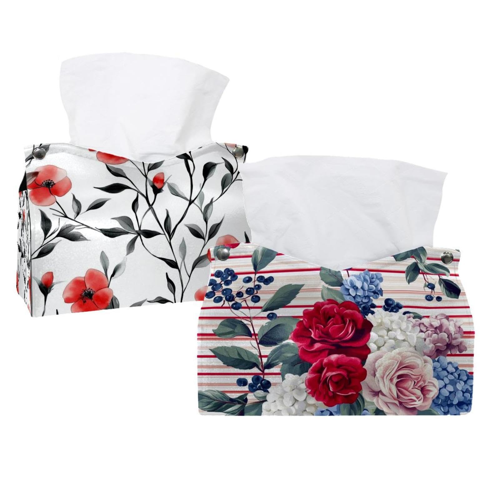 Boîtes à mouchoirs à fleurs rouges pour salle de bain et bureau design