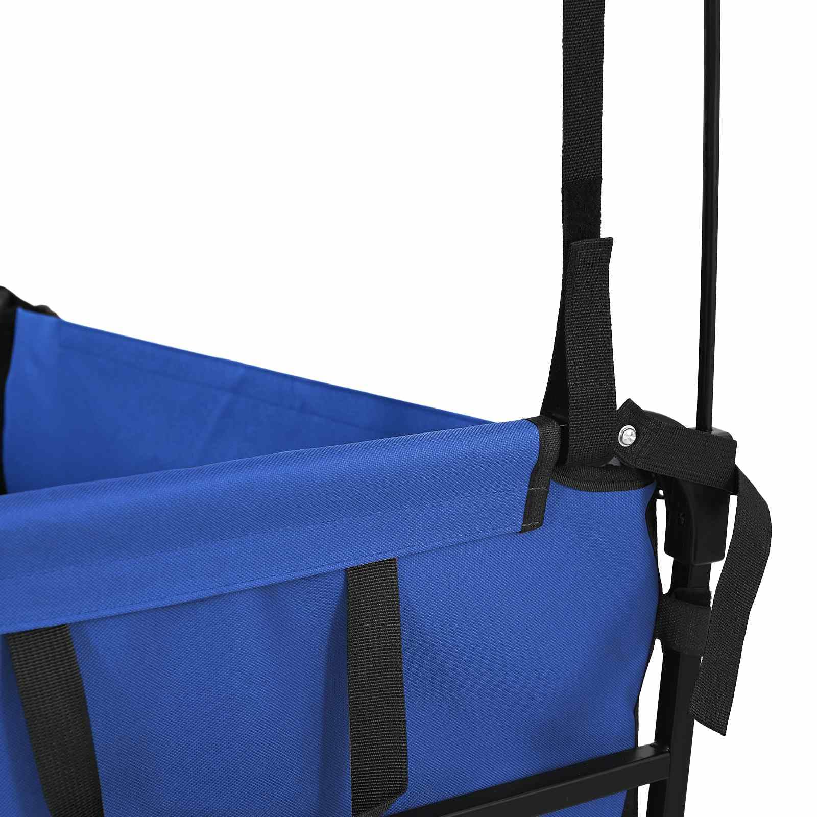 Klapp-Handwagen Schwarz 105 x 56,5 x 116 cm Oxford-Stoff mit verstärktem Metallrahmen, faltbar, schwerlast, für Umzug, Garten, Lager, mit verstellbarem Griff und 360° Rädern