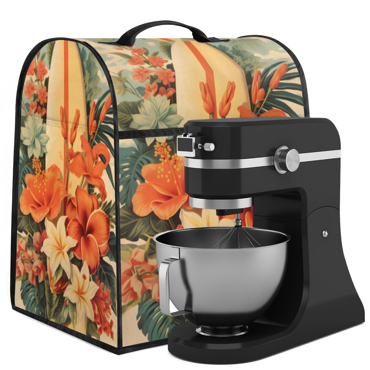 Coffee Maker Cover Vintage Flower Summer Kitchen Appliance Covers Small Appliance Covers Blender Cover Juicer Cover Dust Covers for Kitchen Appliances with Top Handle and Pockets,Washable,C811