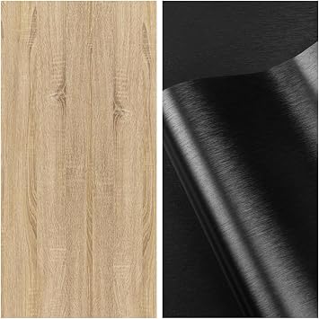 LXCREAT Wood Contact Paper Peel and Stick - ورق حائط ذاتي اللصق من الفينيل مقاس 17.7x118 بوصة، ورق حائط مقشر وملصق لأجهزة الثلاجة مقاس 15.7 بوصة X 78.7 بوصة
