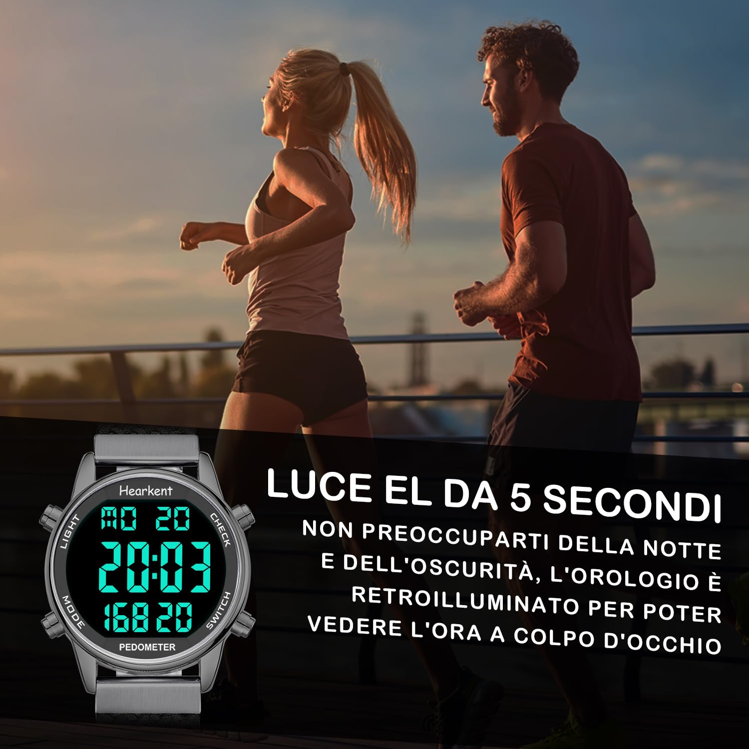 Hearkent Orologio contapassi pedometro da donna, goderti passi, chilometraggio, calorie, conto alla rovescia, sveglia e altre funzioni. Nessuna app, ricarica richiesta o bluetooth, 2401