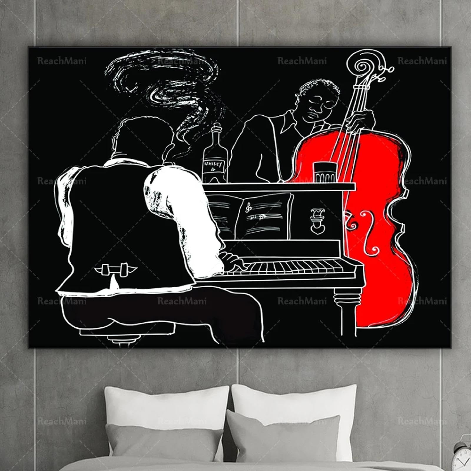 BMGKYAGL Stampa su tela Pianista, moderna decorazione da parete su tela, poster artistico, per gli amanti della musica. Decorazioni per pareti con cornice 60x90cm.