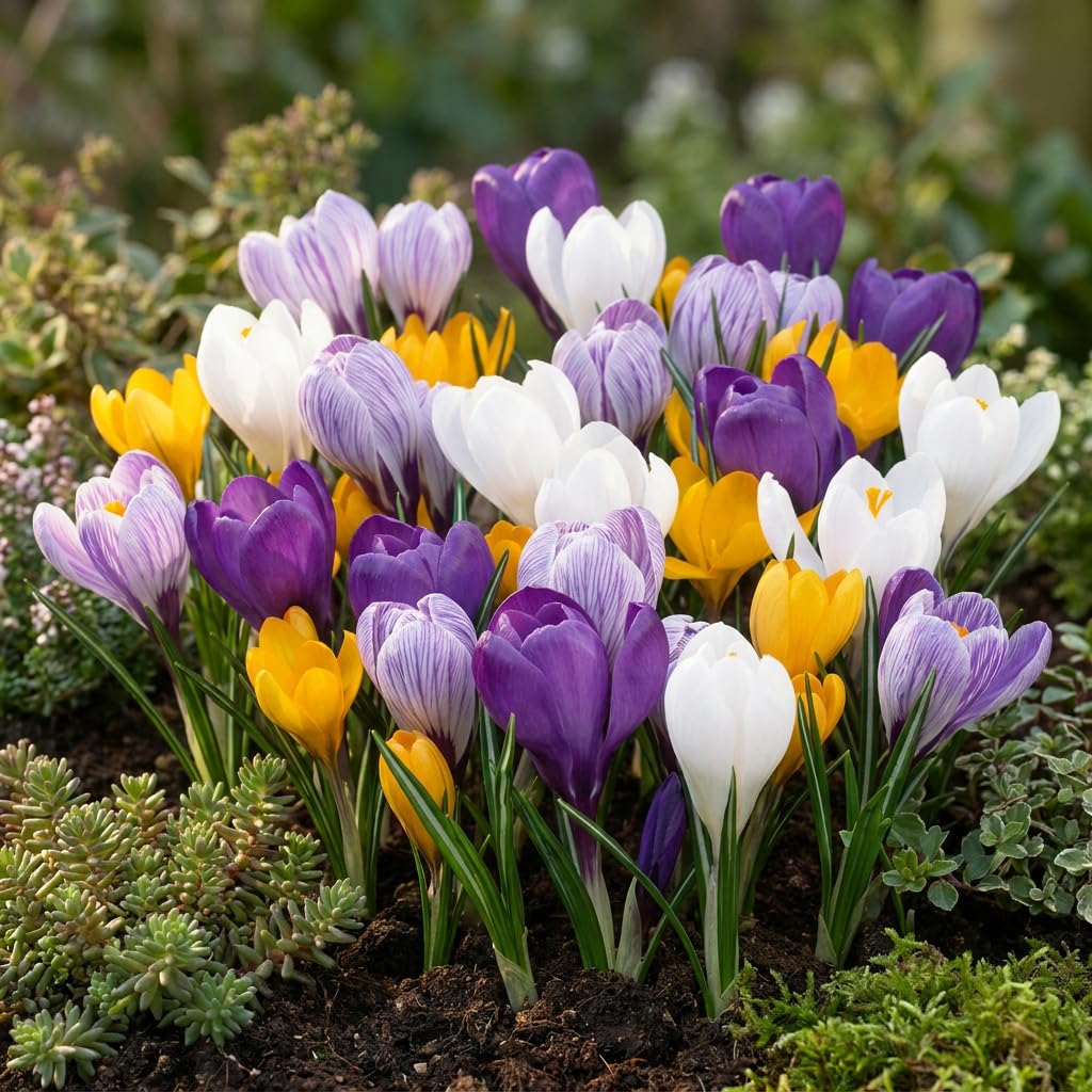 Green boutiQ - 120x Crocus Large Flowering Mix - Großblumige Krokus-Mischung - Diverses - Frühlingsblüher - Zwiebelgröße 7/8