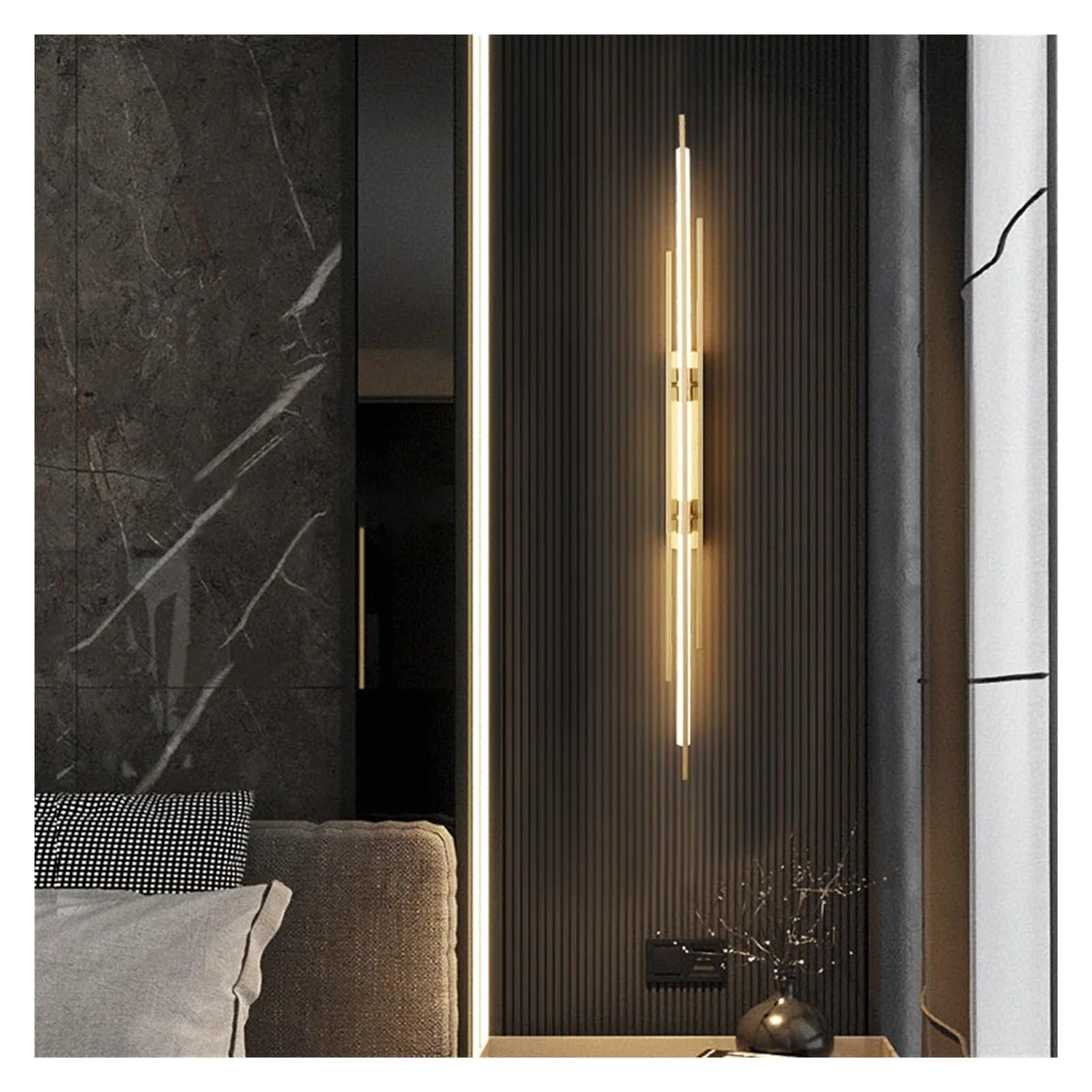 HCZKIUJY Wall lamp, Modern LED Long Wall Lamp Bedroom Bedside Living Room Dining Loft Light Staircase Corridor Sconces(Cool White-80CM Gold)