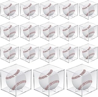 18 Pcs Baseball Display Case Clear UV Ball Holder Square Acrylic Baseball Box Autograph Baseball Cases Storage Baseball Ho...