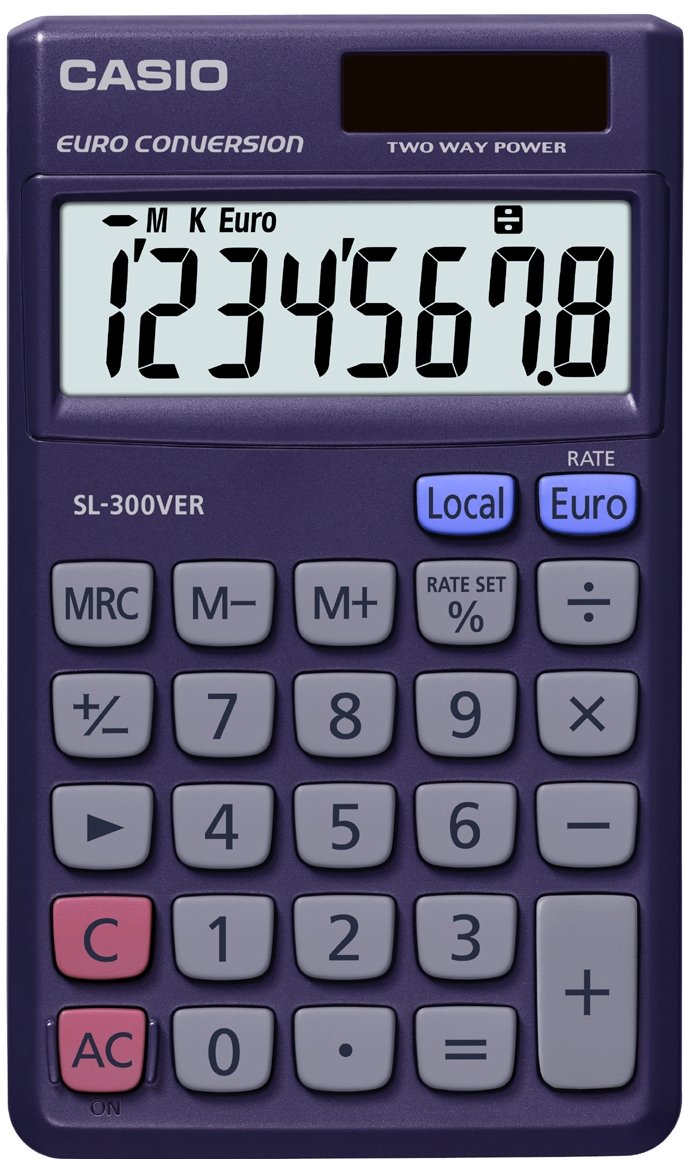 Calcolatrice Tascabile Casio SL-310TER+ - Euroconvertitore, Display 10 Cifre