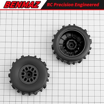 4Pcs RC Wheels & Tires Set Upgrades for ARRMA 1/14 Mojave GROM(Black)