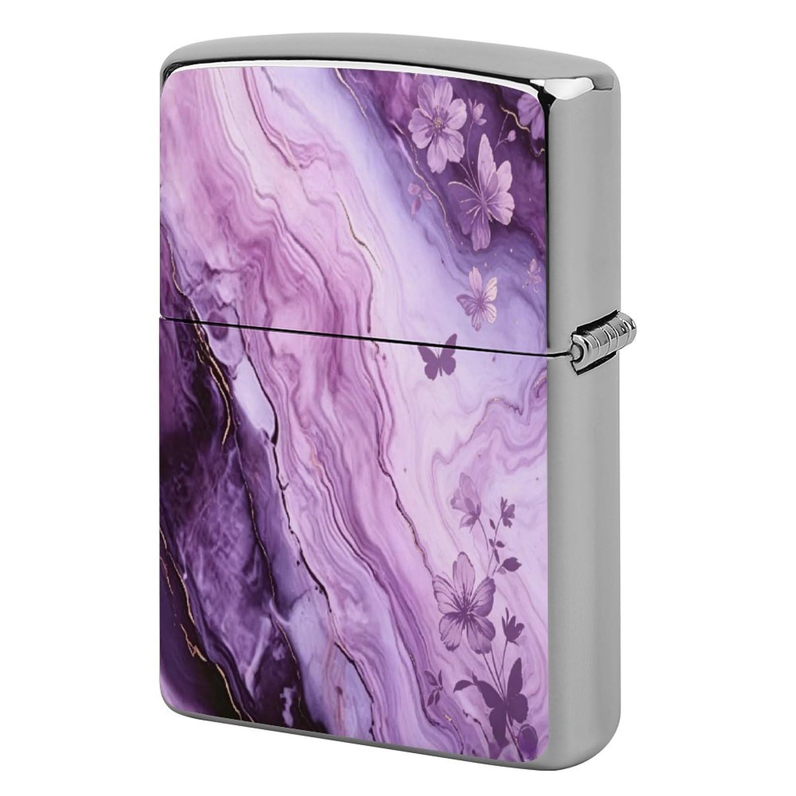 Btcowzrv Style Lavender Marble Metal Lighter Case Sleeve Cover Holder