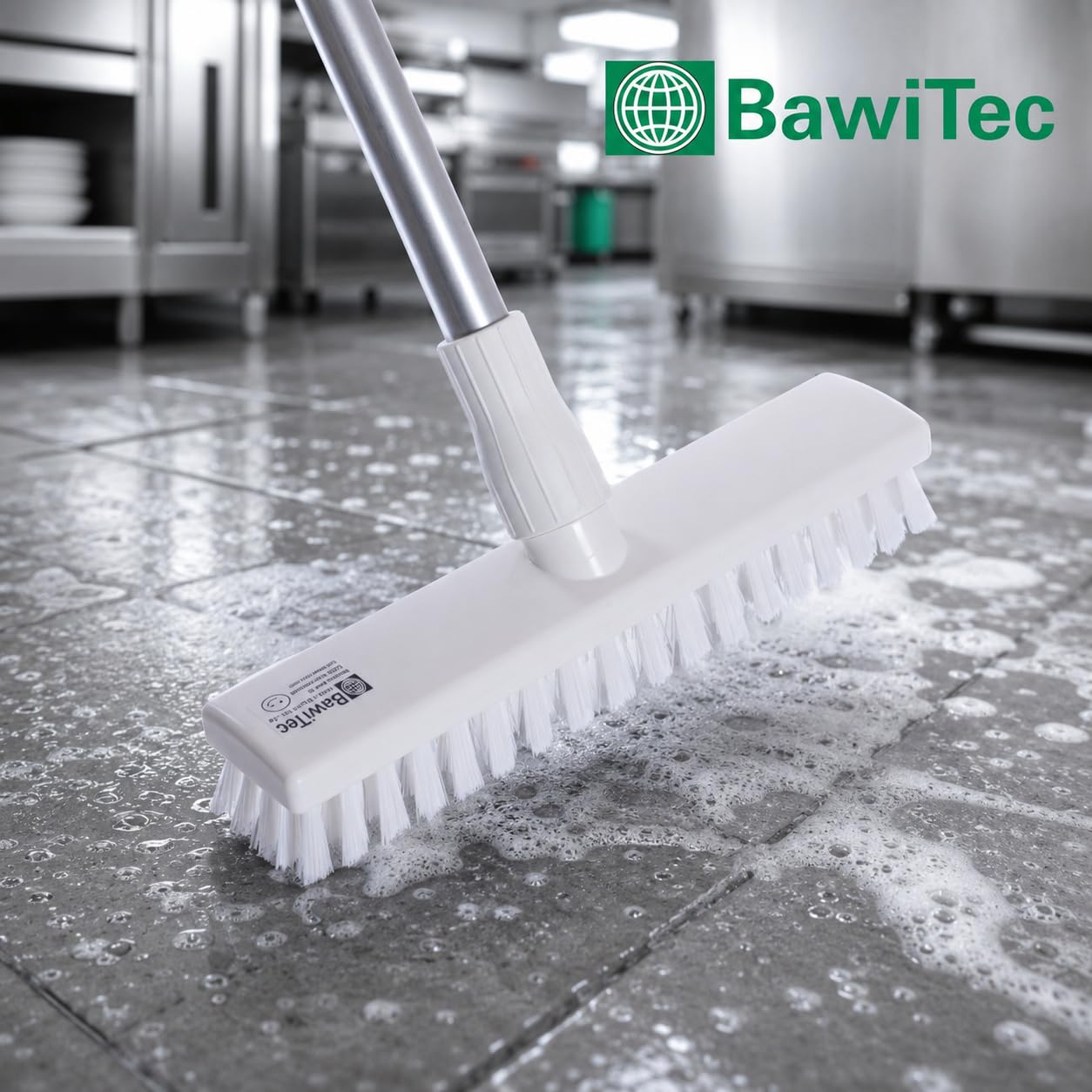 Profi Hygiene Besen 40cm weiße PBT-Borsten mit Stiel Alustiel 145cm Lang