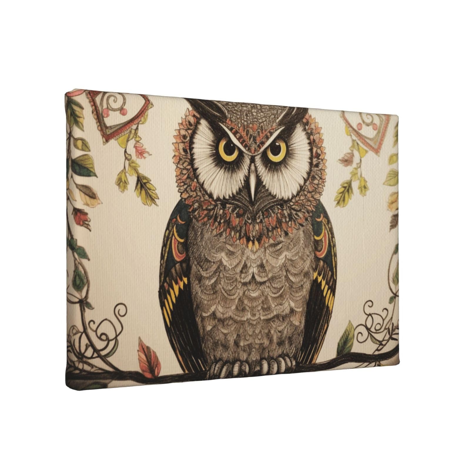YKLJG Owl Beliefs Printed Wall Art Canvas Painting 30x20 CM Wooden Framed Picture Painting Artwork Prints for Bedroom Kitchen Home Office Decor