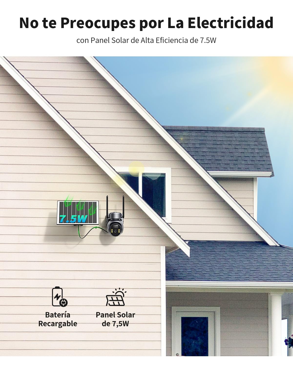 4G LTE Celular Cámara Vigilancia Exterior con Panel Solar y Tarjeta SIM, 2K HD Cámara Visión 360° con Batería PTZ, Visión Nocturna Colorida y Detección PIR Humana, Impermeable IP66