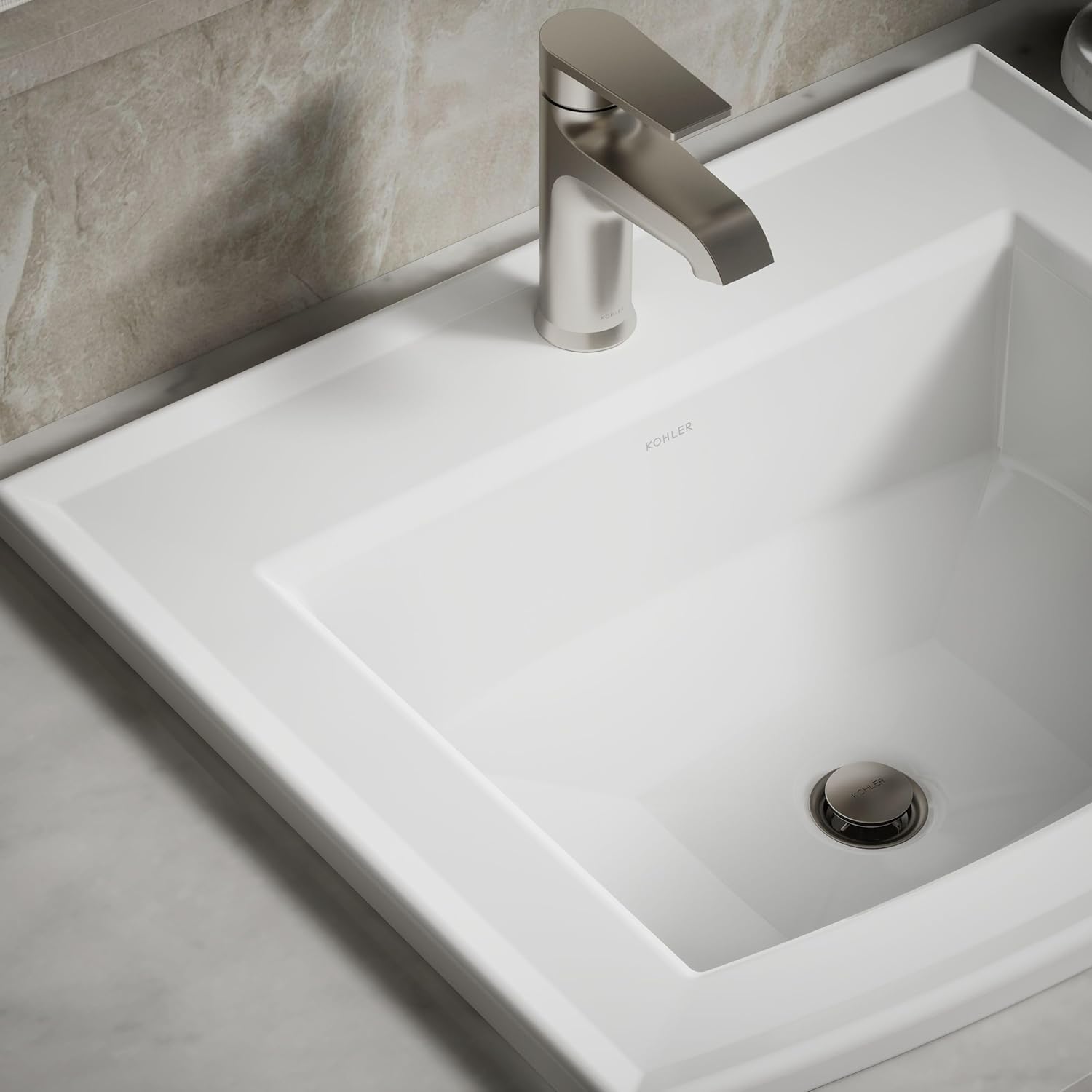 Kohler 2356-1-0 Archer® 22-3/4" rectangular drop-in bathroom sink, White