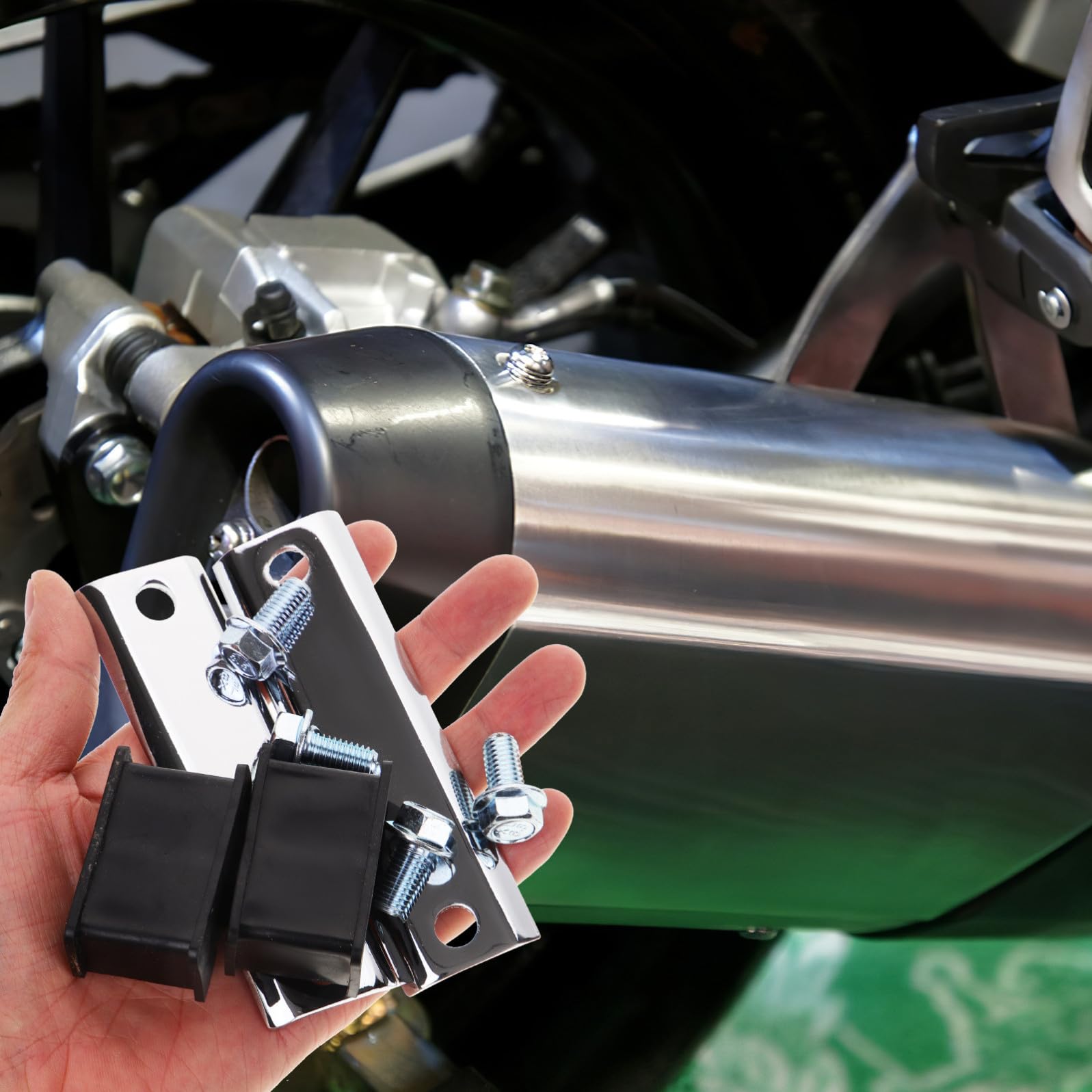 STOBAZA Supporto per Staffa di Scarico Moto in Metallo e Gomma, Riduce Rumore e Facile da Installare, Adatto per Harley Touring Glide, Ammortizzatore Antiurto