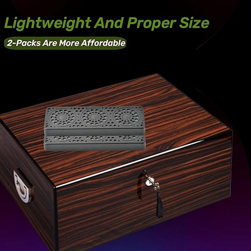 Miniatura 4 de Humidificador de puros, paquete de 2 unidades, rectángulo negro, humidificador de humidor de puros, humidificador de triple ventana, aumento de la