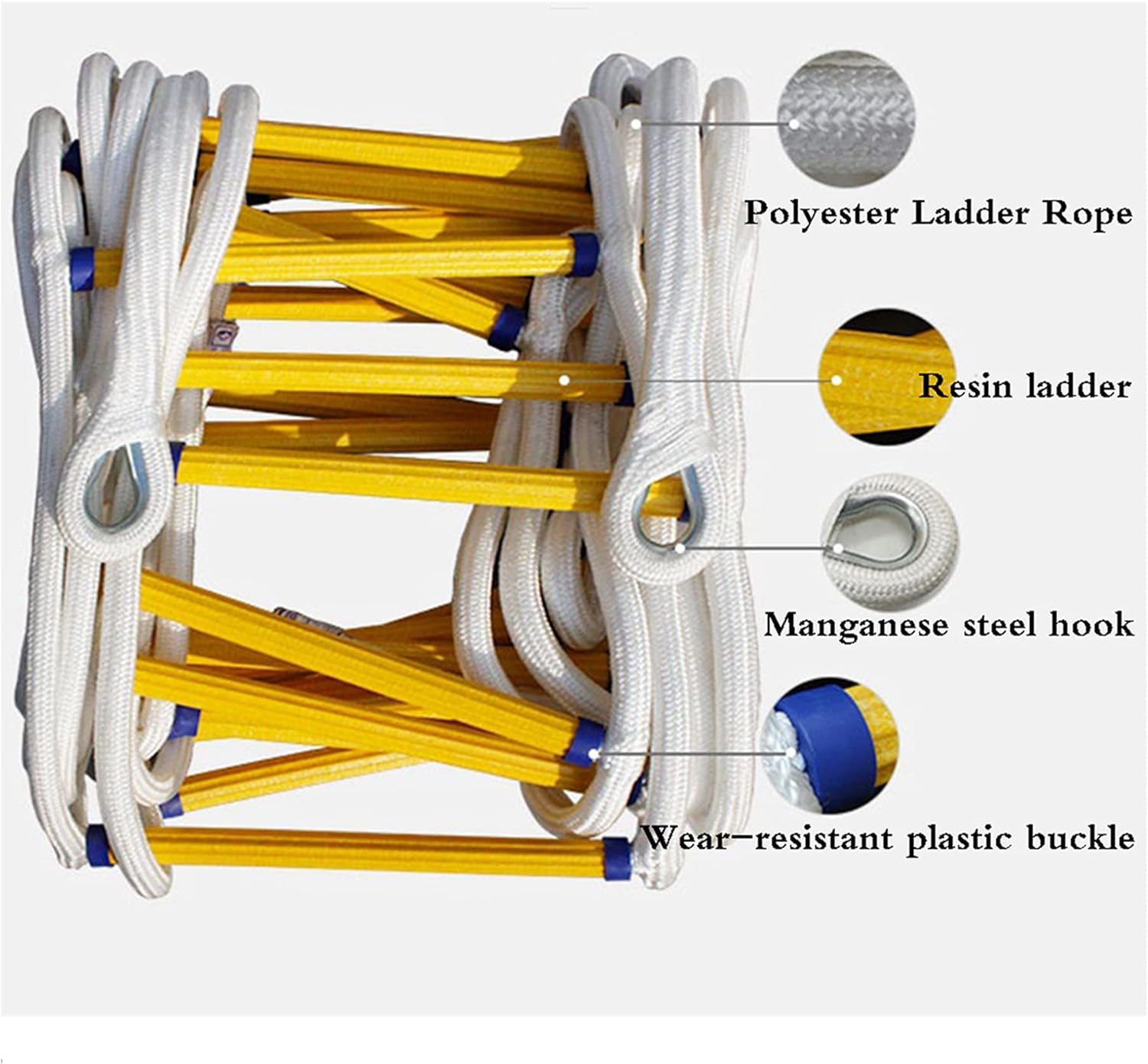 YYHJ Emergency Fire Escape Ladder,Safety Window Ladder fire Escape 2 Story,with Hooks,Flame Resistant Climbing Rope Ladders,Weight up to 925 pounds(3M-30M) (Size : 5m/16.4ft) : Tools & Home Improvement