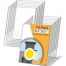 13 Pack Acrylic Sign Holder 8.5x11, L-Shape Clear Plastic Display Stands for Tabletop, Slanted Back Menu Flyer Paper Photo Picture Frame Display Stand for Restaurants Office Store Show Fair
