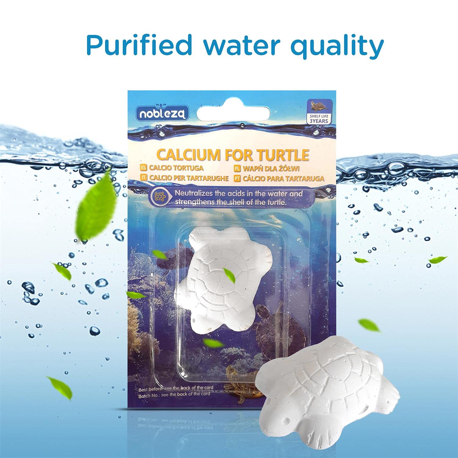 Nobleza - Calcium for Aquatic Turtles, 12 Pack Suppléments de Base Naturels, Améliorant la Carapace de la Tortue, L5 * W3.5cm