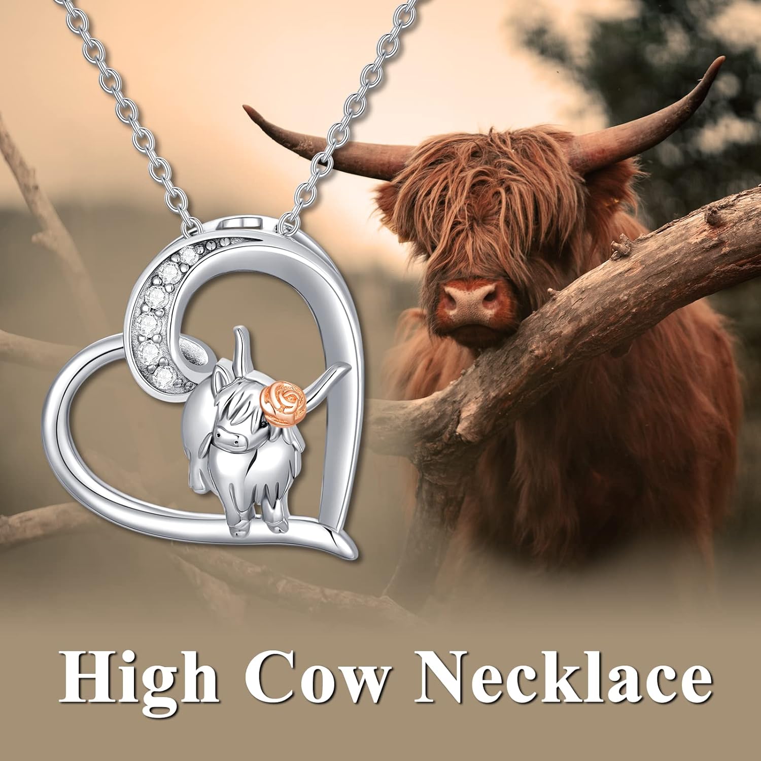 YAFEINI Highland Cow Necklace Sterling Silver Cow Pendant Necklace Jewelry Gifts for Women Highland Cow Lovers - Image 6