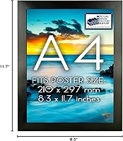 Vista 3 de PFFO - Marco A4 para póster o impresión, marco de fotos negro moderno, 8.27 x 11.69 pulgadas (8.268 x 11.693 in)