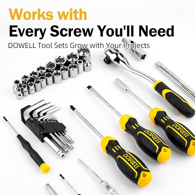 Kit de Herramientas DOWELL 219 Piezas con Destornillador Eléctrico 3.6V miniatura 3