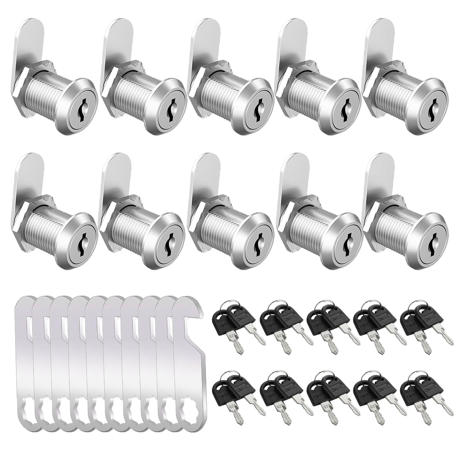 GBACHOOSE 10 cerraduras para buzón, 20 mm, para armarios con 2 placas de cerradura diferentes, cerradura para muebles, cerradura para armario con llave, cerradura de buzón para puertas de armarios,