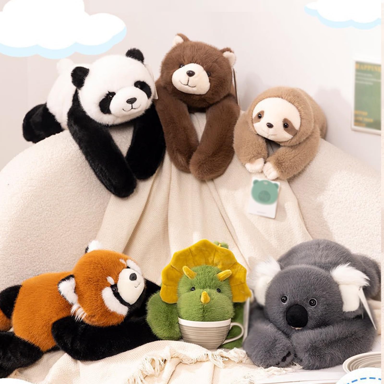 Pluszowe zwierzątka z obciążeniem na lęki, poduszka do przytulania panda-dinozaur wspomagająca sen, maskotki dla dzieci i dorosłych 65cm