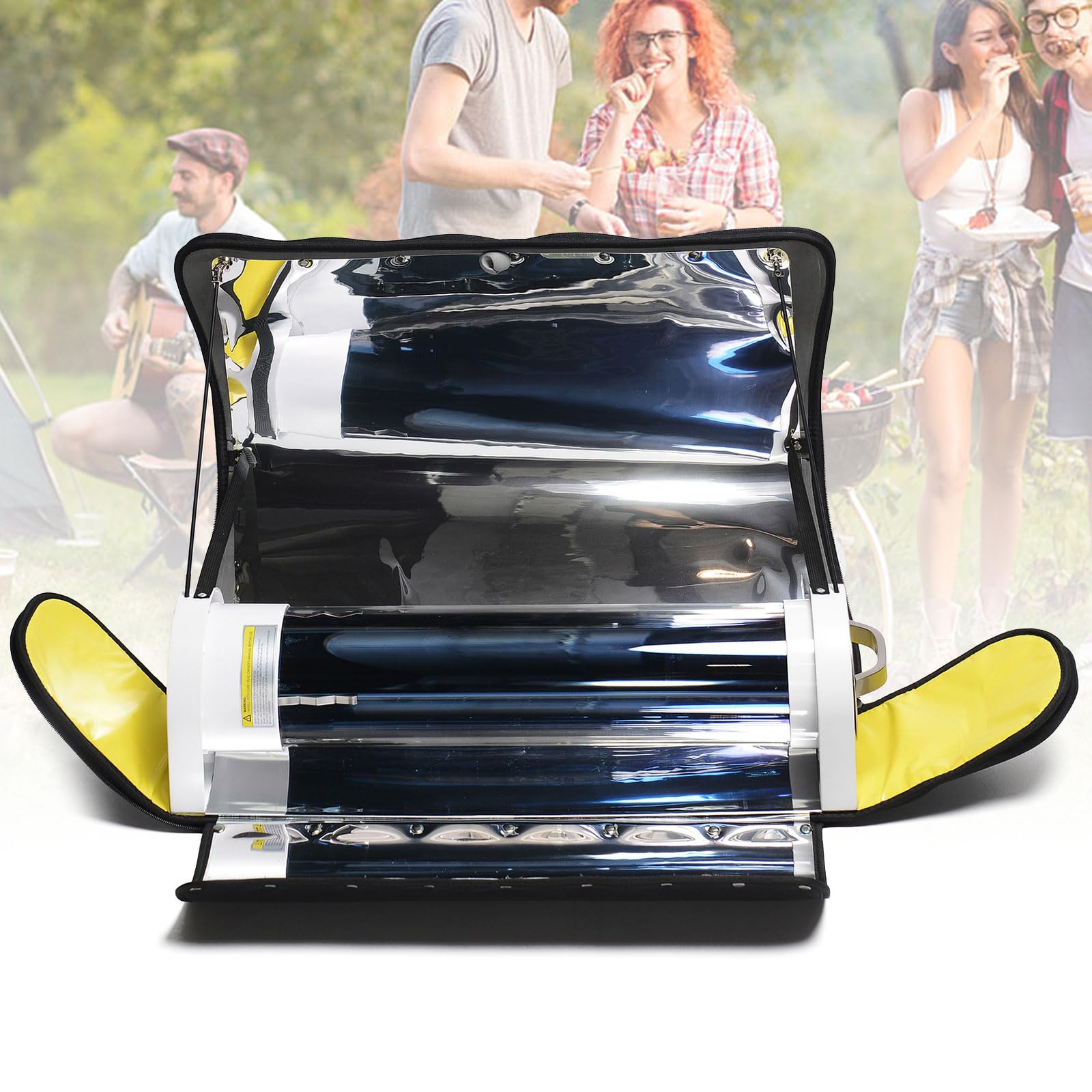 Eiwitany Portable BBQ Solar Grill & Oven, 4.5L Large Capacity Camping Stove with Thermometer, for RVing, Hiking, Hunting, Fishing