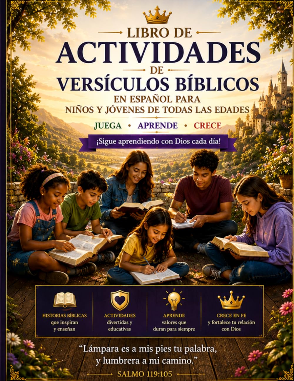 Libro de Actividades Bíblicas para Niños y Jovenes.: Versículos, sopas de letras, laberintos