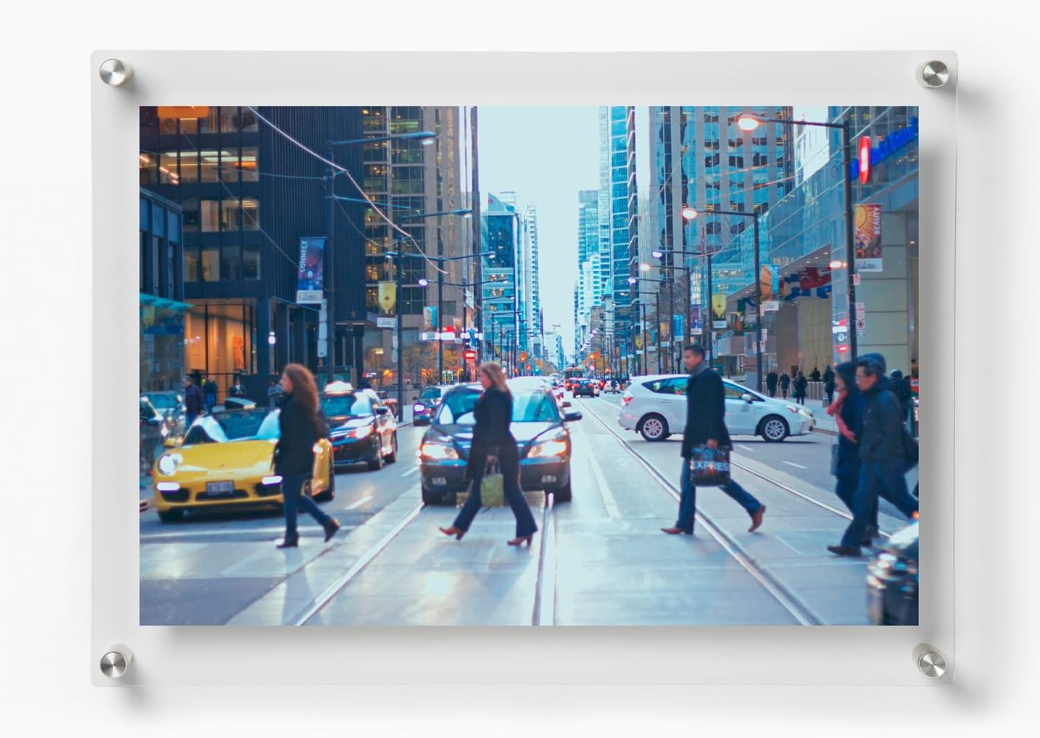 Wexel Art 18x24" Clear UV Grade Acrylic Floating Picture Frame Double Panel Photo Display with Silver Hardware for Hanging Contemporary Art and Images on Wall