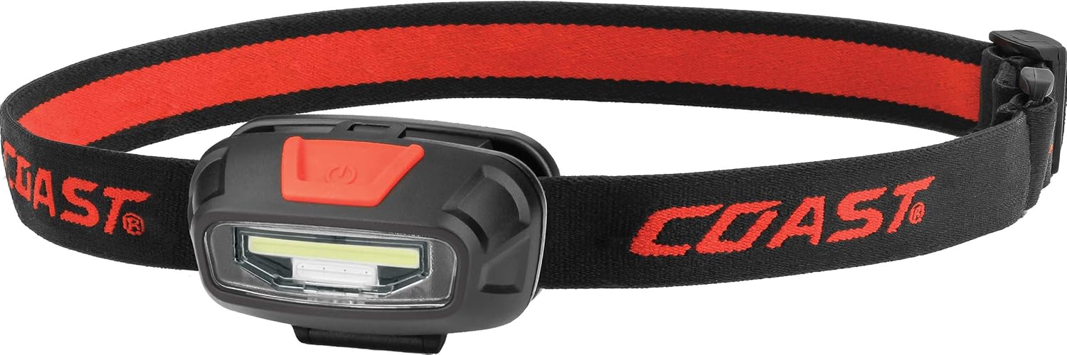 Coast - 30141 FL13R 270 Lumen Rechargeable Dual Color (White/Red) LED Headlamp, Battery and Hardhat Clips Included White