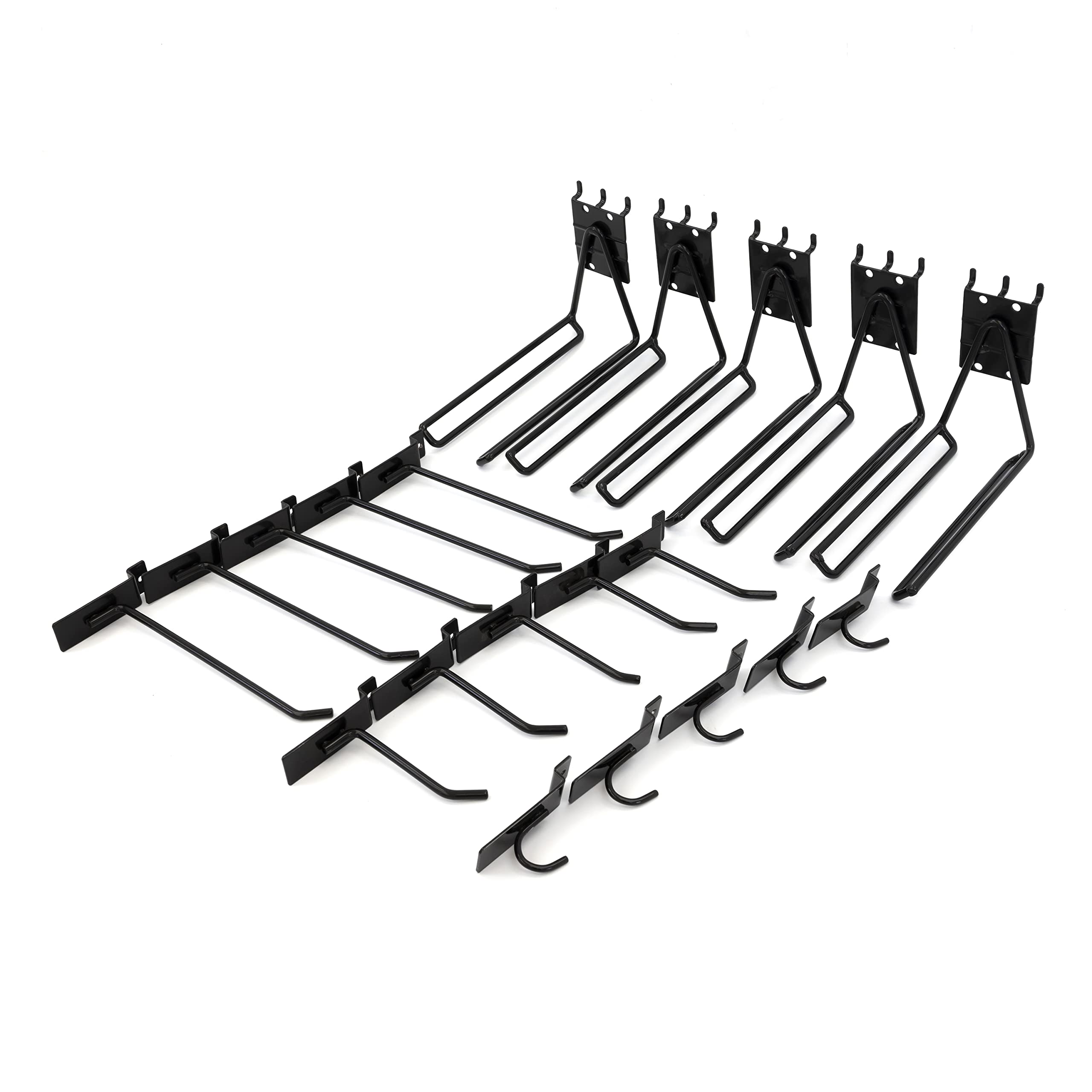 Premier Drill/Garden-Tool Slatwall Utility Hook Pack, Includes: Five (5) Heavy-Duty Front Facing Drill/Garden-Tool Garage Utility Hooks and Fifteen (15) Heavy-Duty Slatwall Hooks (1)