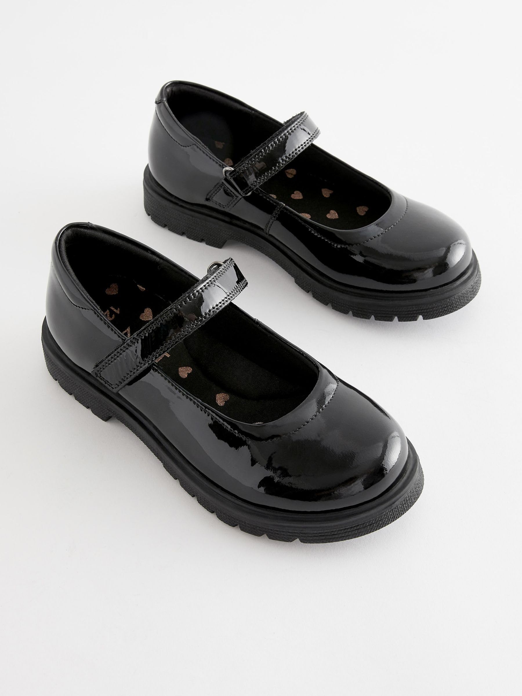 NEXT Mädchen Weite Passform (G) Klobige Mary-Jane-Schuhe aus Leder für die Schule, Weite Passform