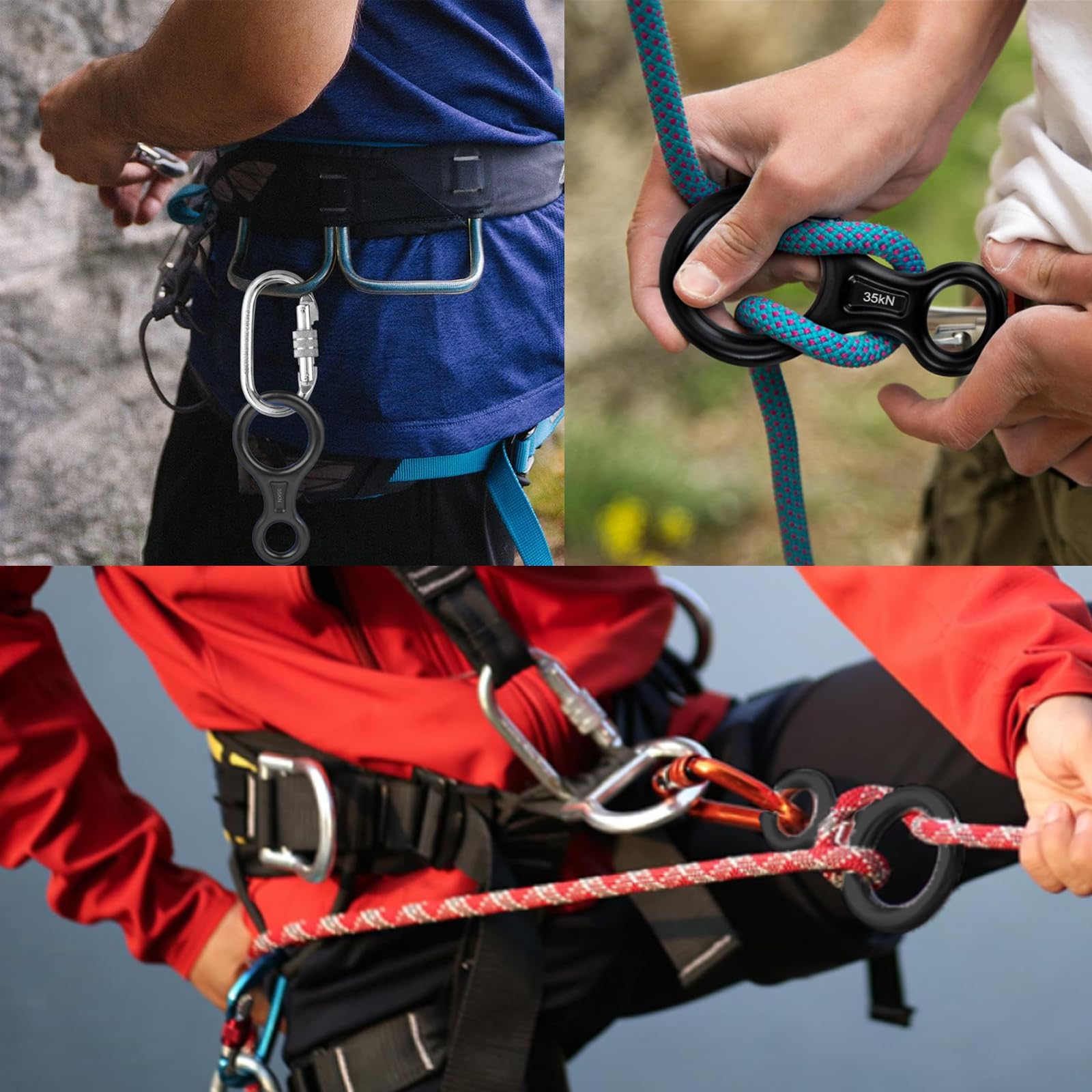 Descendeur 8 En Alliage Aluminium 35KN - Pour Escalade, Rappel Et Sauvetage | Lankai
