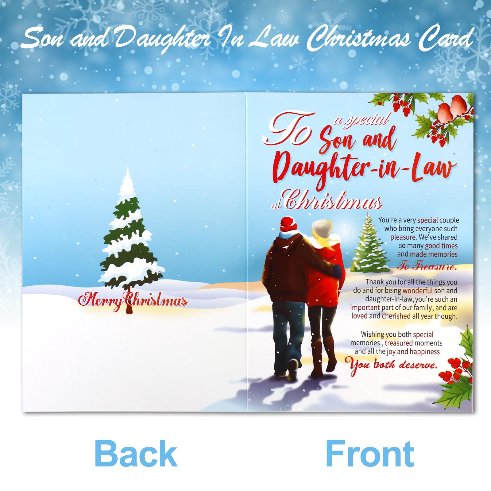 HOWAF Son and Daughter in Law Christmas Card, Xmas Card Son & Daughter in Law Gifts & Keyring, Gifts for Christmas - Image 3