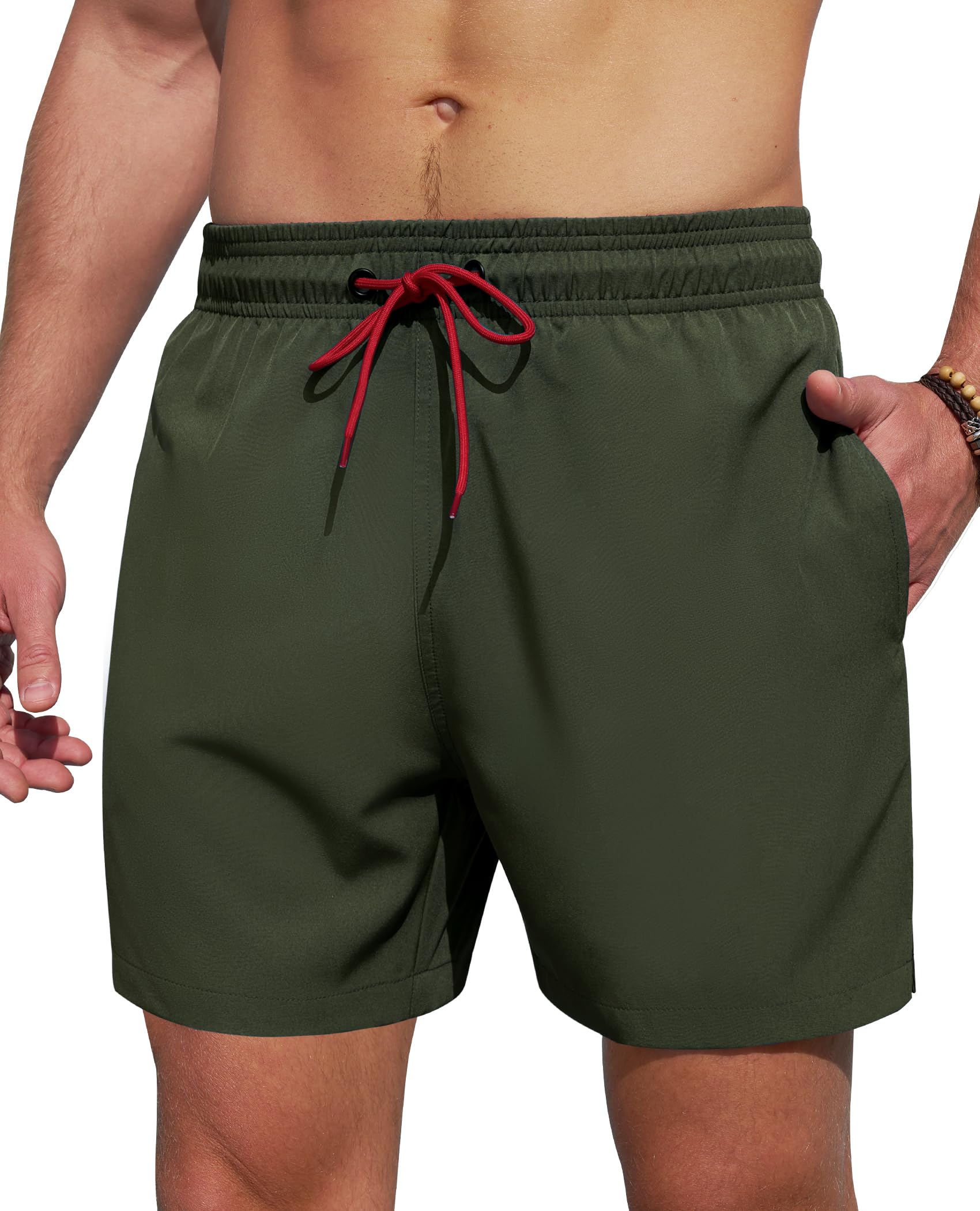 Gleeease Mens Swim Trunks 5 Inch with Mesh Lining Quick Dry Stretch Bathing Suits for Men Board Shorts Men's Swimwear