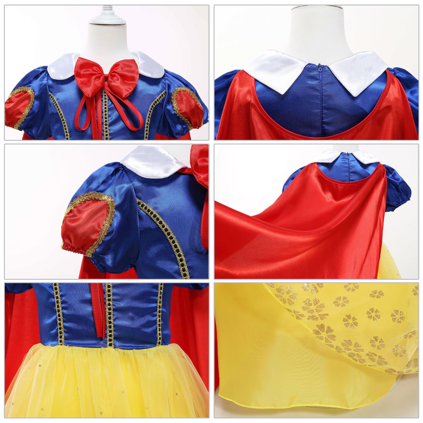 Kosplay Ragazza Vestito da Principessa con Mantellina e Cerchietto Abito da Principessa Costume da Fiaba Abito da Sera Compleanno Natale Festa Halloween Carnevale Fantasia Cosplay Giallo 120
