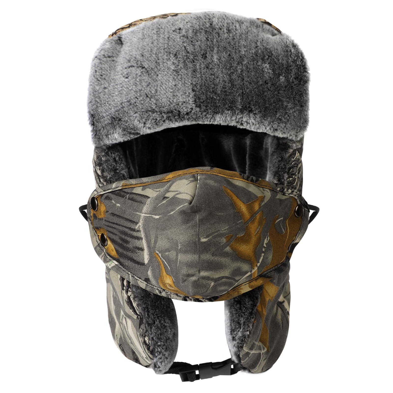 TAGVO Hiver Chapka Camouflage Chapeau de Trappeur Bombardier, Chapeau de Cavalier Oreille Chaude avec Masque Coupe-vent, Chapeau de Chasser Unisexe Ushanka pour Ski en Plein Air