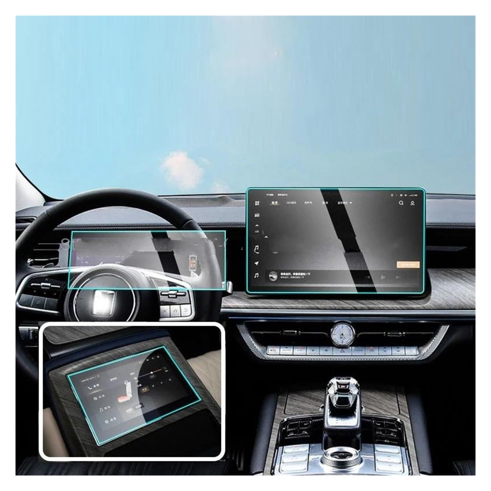 per GWM per Tank 500 2023 2024 Autoradio LCD Navigazione GPS e Cruscotto Pellicola Protettiva in Vetro temperato AntiGraffio 3 Pezzi