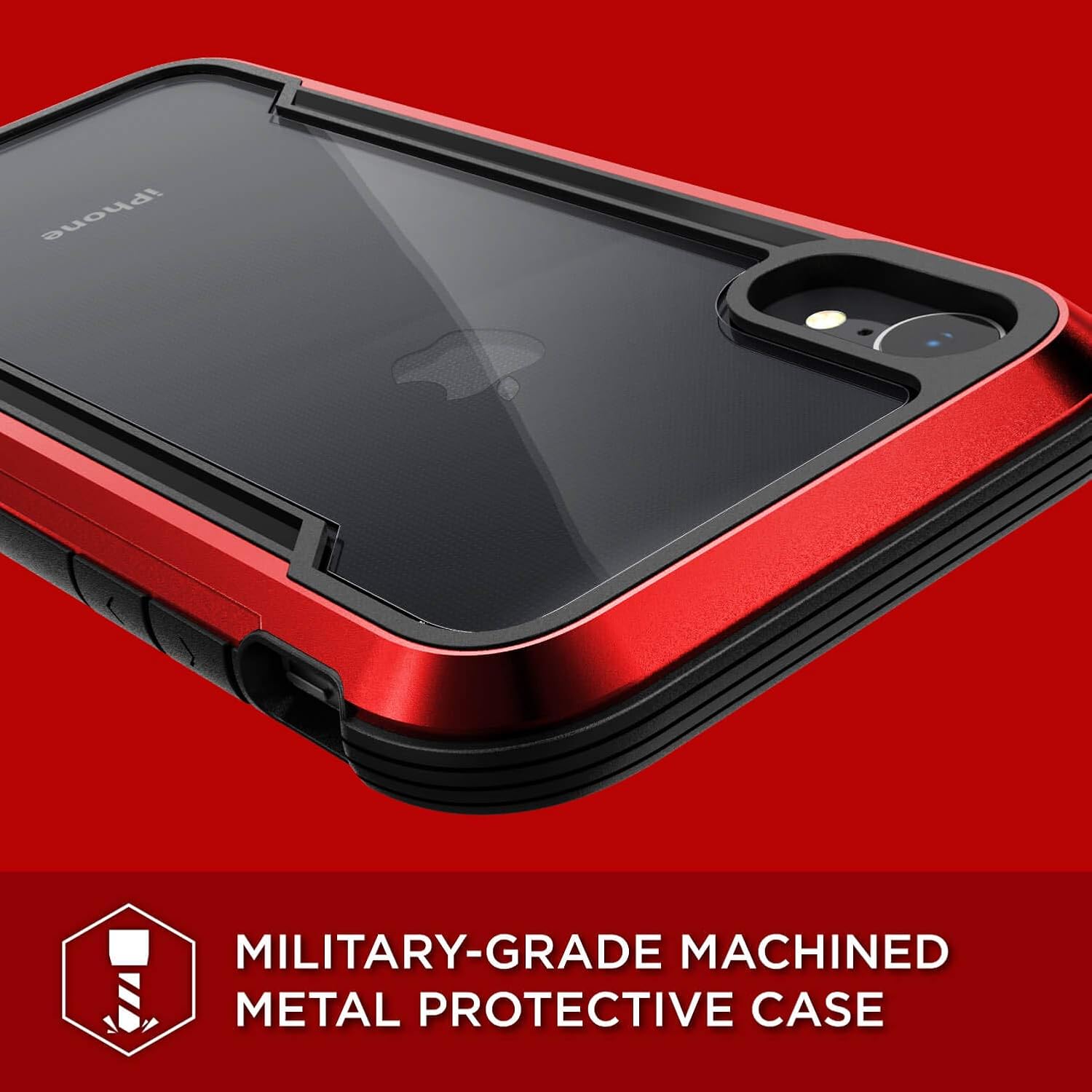Raptic Shield, Compatible with Apple iPhone XR (Formerly Defense Shield) - Military Grade Drop Tested, Anodized Aluminum, TPU, and Polycarbonate Protective Case for Apple iPhone XR, Red