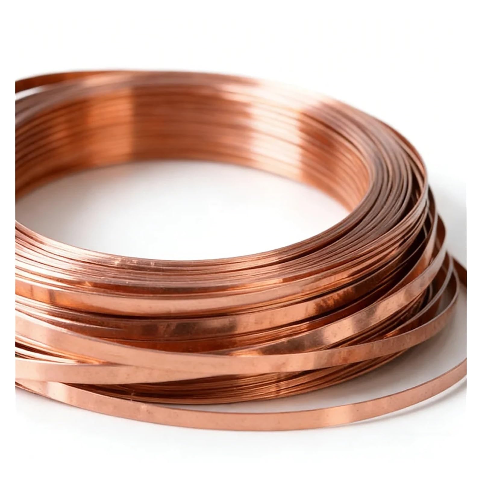 Alambre de cobre puro Alambre plano de cobre puro T2 for manualidades DIY, envoltura de tiras de Metal, alambre de cobre plano estrecho resistente al deslustre, 5m(Thick 0.3 width 2mm)