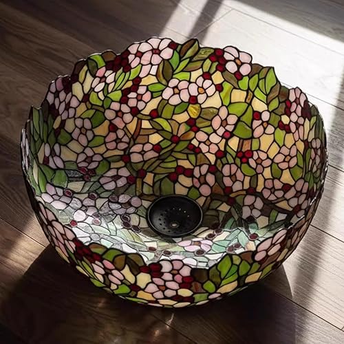 Miniatura 3 de Reemplazo de pantalla de lámpara de 20 pulgadas, solo lámpara de vitral Tiffany, diseño floral, rojo, verde, rosa, azul, amarillo, apto para lámpara