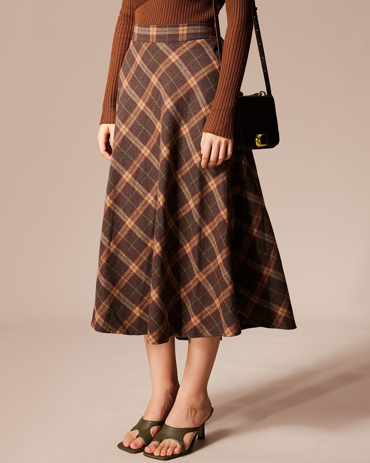 RIHOAS Long Plaid Skirt for Womens High Waist A line Flared Pleated Vintage Tartan Midi Skirts - Image 3