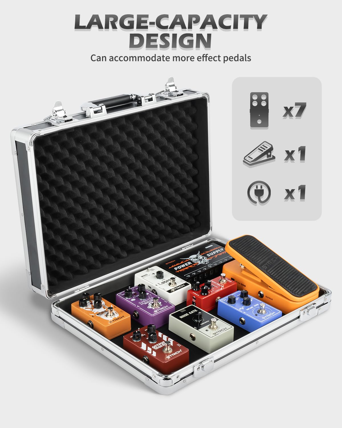 STRICH Standard 45,7 cm Gitarren-Multieffekt-Pedalkoffer, 46 x 31 x 11 cm