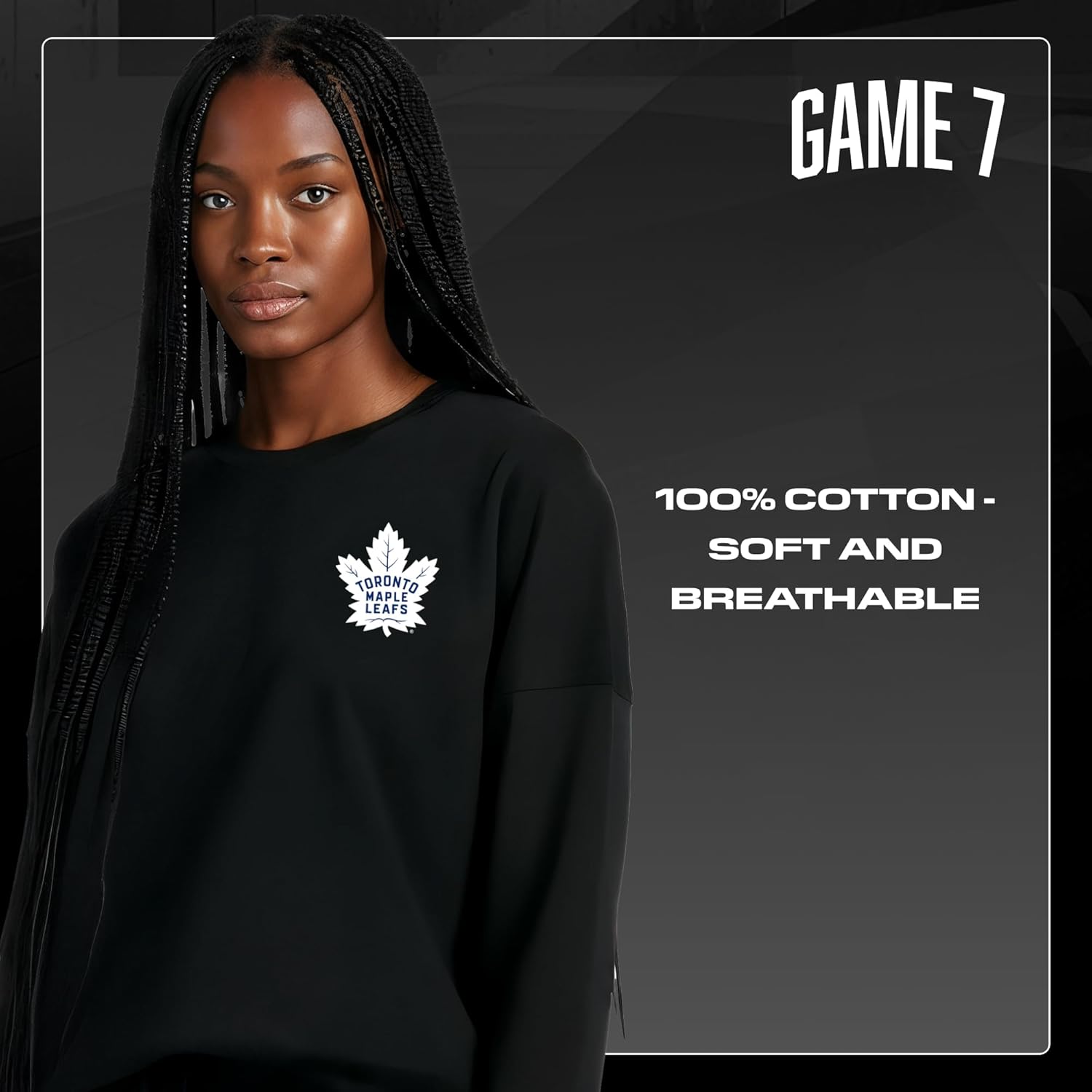 GAME 7 NHL Womens X NHL Women's Officially Licensed Long Sleeve Crew Neck Cotton T-Shirt - Image 6