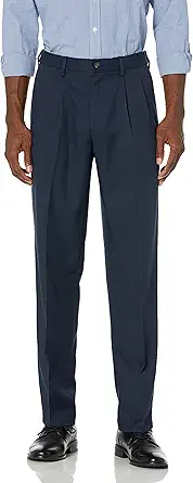 Amazon Essentials Men's Classic-Fit Expandable-Waist Pleated Dress Pant