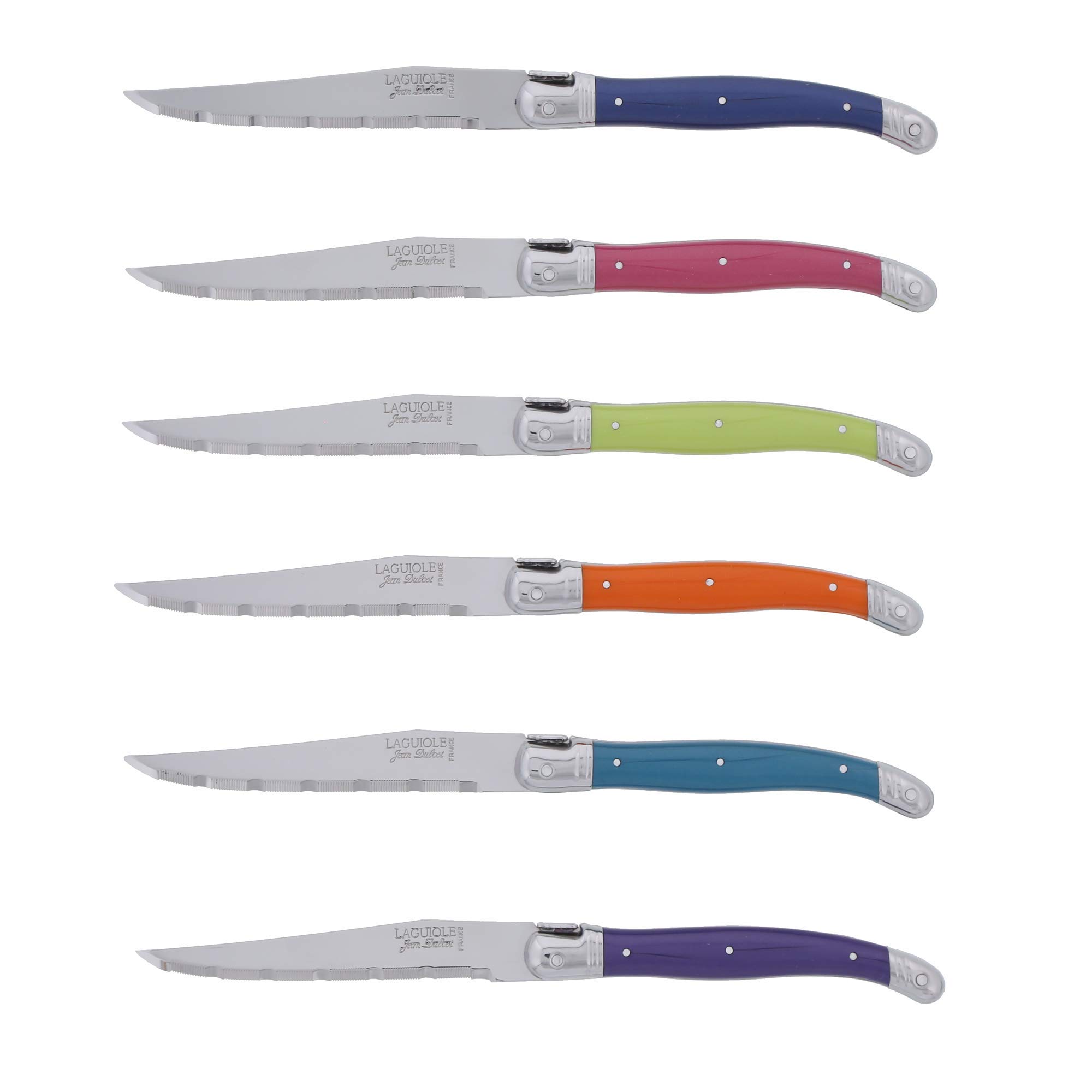 Bloc 6 Couteaux Steak Jean Dubost Laguiole® couleurs London Mixées | Origine France Garantie