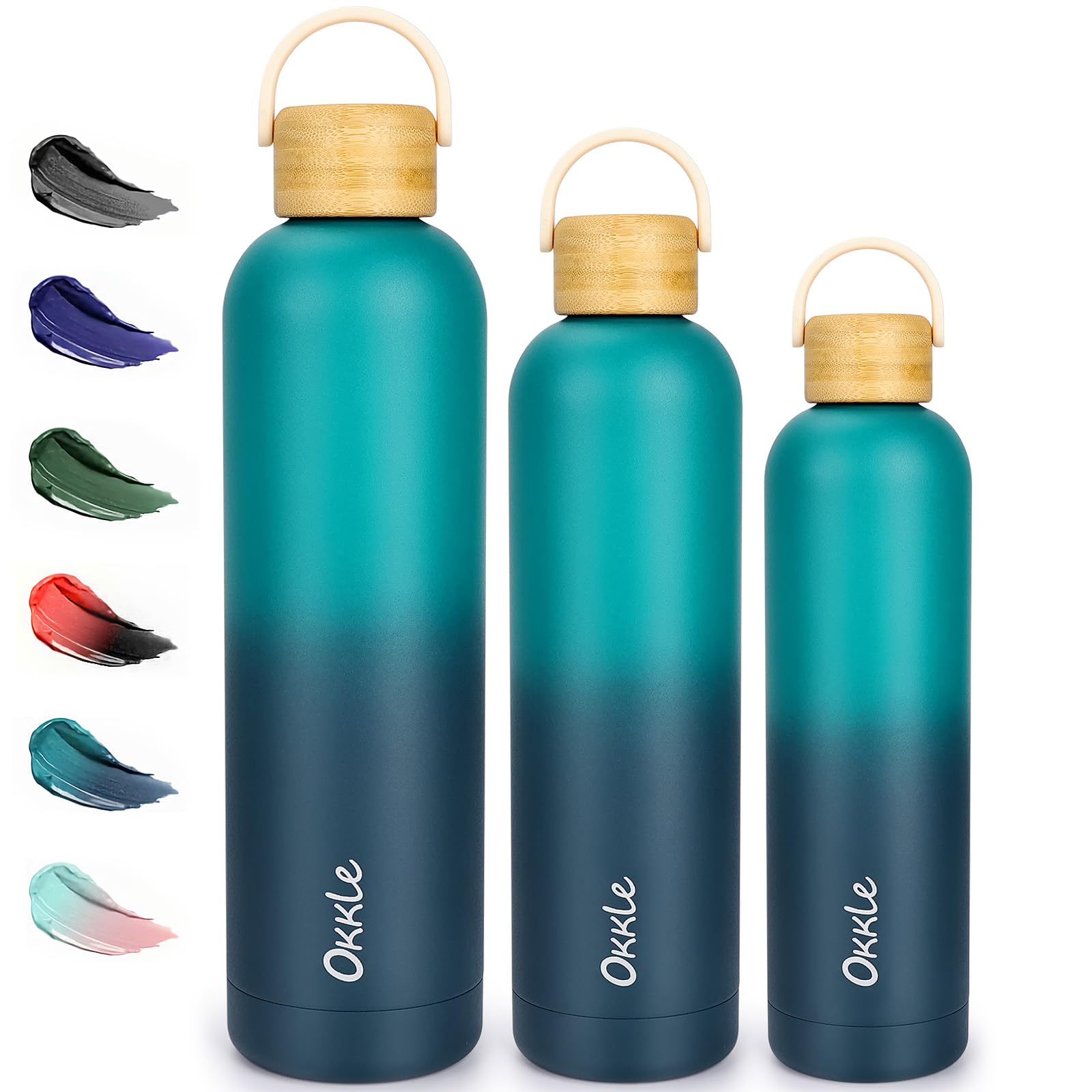 Insulated Stainless Steel Water Bottle 500 ML - Double Wall With Handle, Keeps Drinks Hot 12 Hrs/Cold 29 Hrs, Leakproof BPA Free
