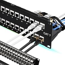 Rapink Patch Panel 48 Port Cat7 with Inline Keystone 10G Support, Coupler Patch Panel STP Shielded 19-Inch with Removable Back Bar, 2U Network Panel for Cat7, Cat6, Cat6A, Cat5e Cabling